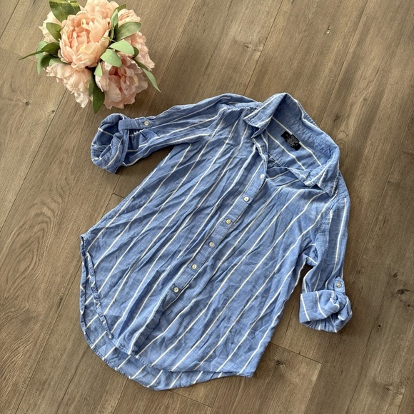 Macy’s Grace Costal Blue Striped Button Down Shirt - Picture 3 of 6